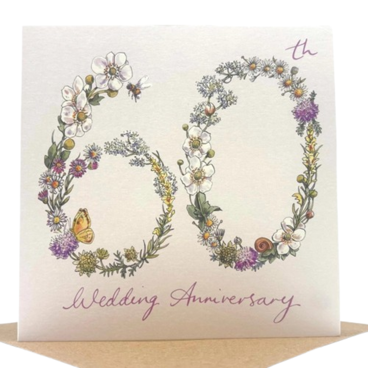Ink and Snail 60th Wedding Anniversary Floral Card