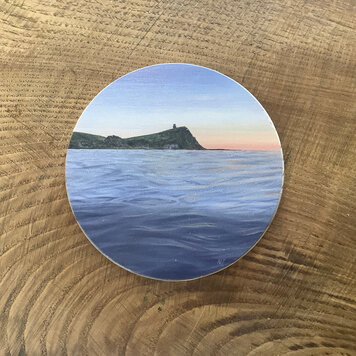 Naomi Ings 'Kimmeridge Dusk' Round Wooden Coaster