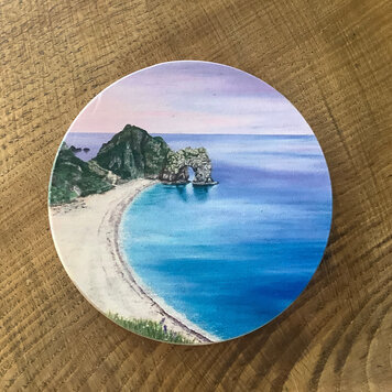 Naomi Ings 'Durdle Door' Round Wooden Coaster