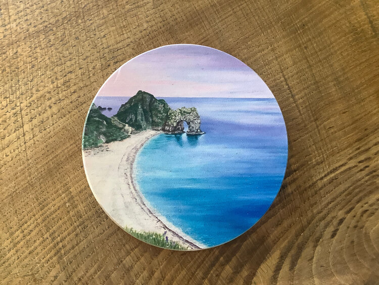 Naomi Ings 'Durdle Door' Round Wooden Coaster