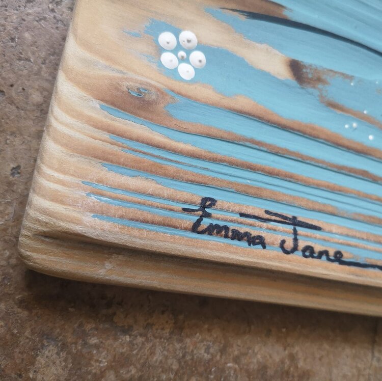 Emma Jane Small Blue Painted Rustic Wood - S306