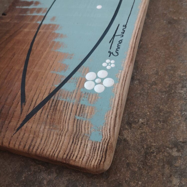 Emma Jane Medium Teal Painted Rustic Wood- M313