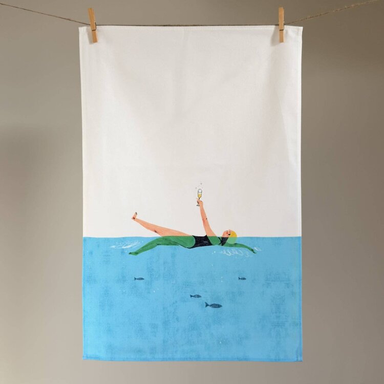 Oldfield Design Co 'Swim & Fizz' Tea Towel