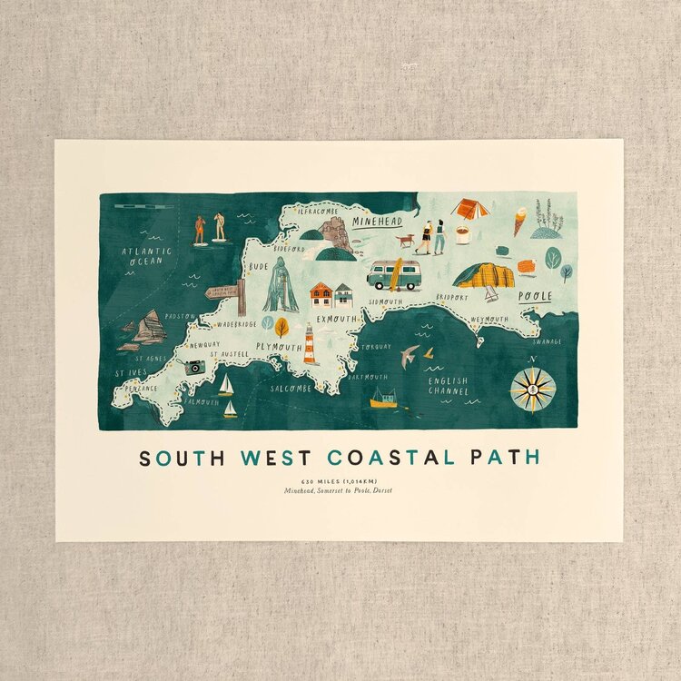 Oldfield Design Co South West Coastal Path A3 Map Print