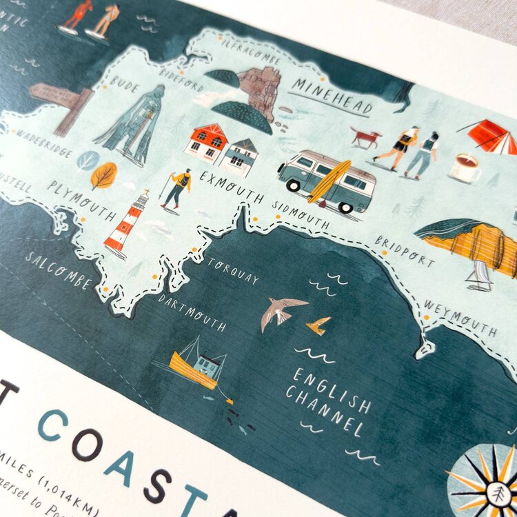 Oldfield Design Co South West Coastal Path A3 Map Print