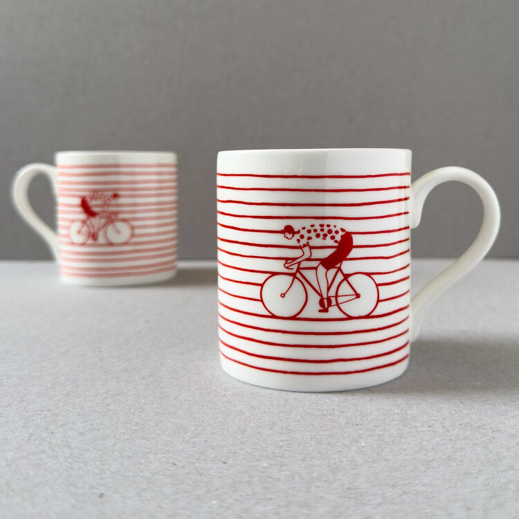 Oldfield Design Co Cyclists Striped Mug