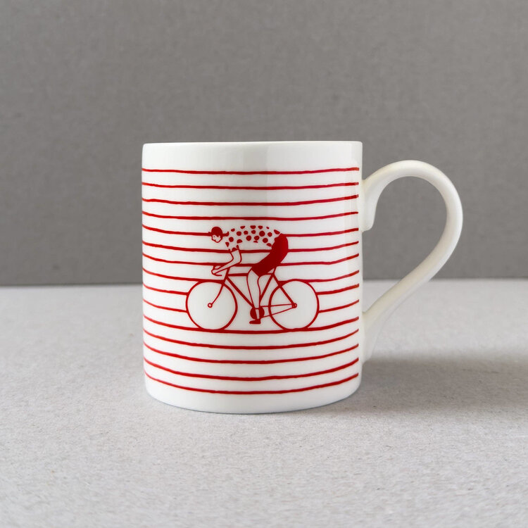 Oldfield Design Co Cyclists Striped Mug