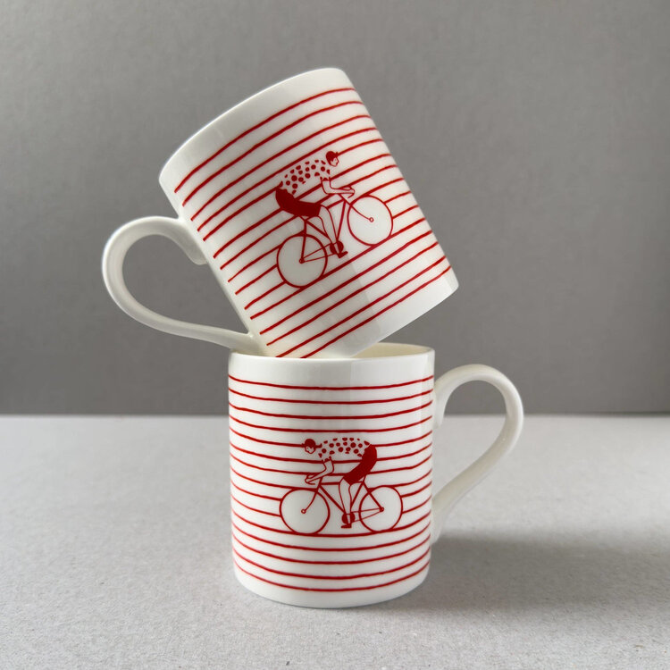 Oldfield Design Co Cyclists Striped Mug