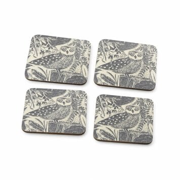 Sam Wilson Grey ‘Owl and fox’ Coasters - Set of 4
