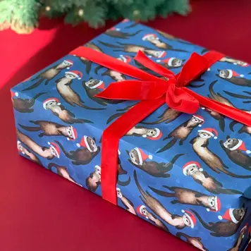 Alexia Claire Otters Christmas Gift Wrap