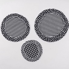 nuts nuts Textil Schüsselabdeckungen "Streifen Schwarz/Weiß" 3er Set