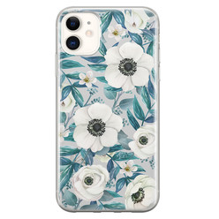 Leuke Telefoonhoesjes iPhone 11 siliconen hoesje - Witte bloemen