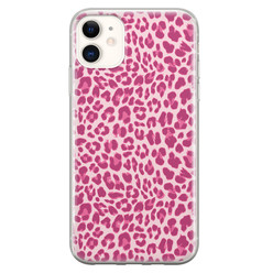 Leuke Telefoonhoesjes iPhone 11 siliconen hoesje - Luipaard roze