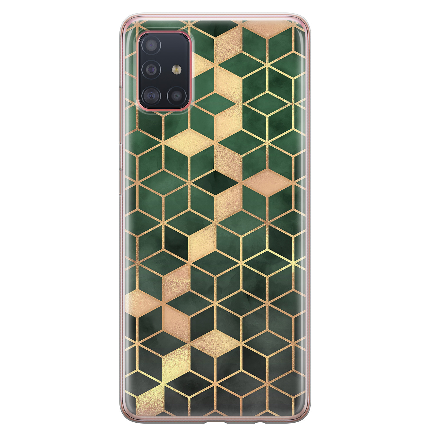 Leuke Telefoonhoesjes Samsung Galaxy A51 siliconen hoesje - Green cubes