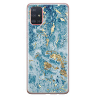 Leuke Telefoonhoesjes Samsung Galaxy A51 siliconen hoesje - Goud blauw marmer