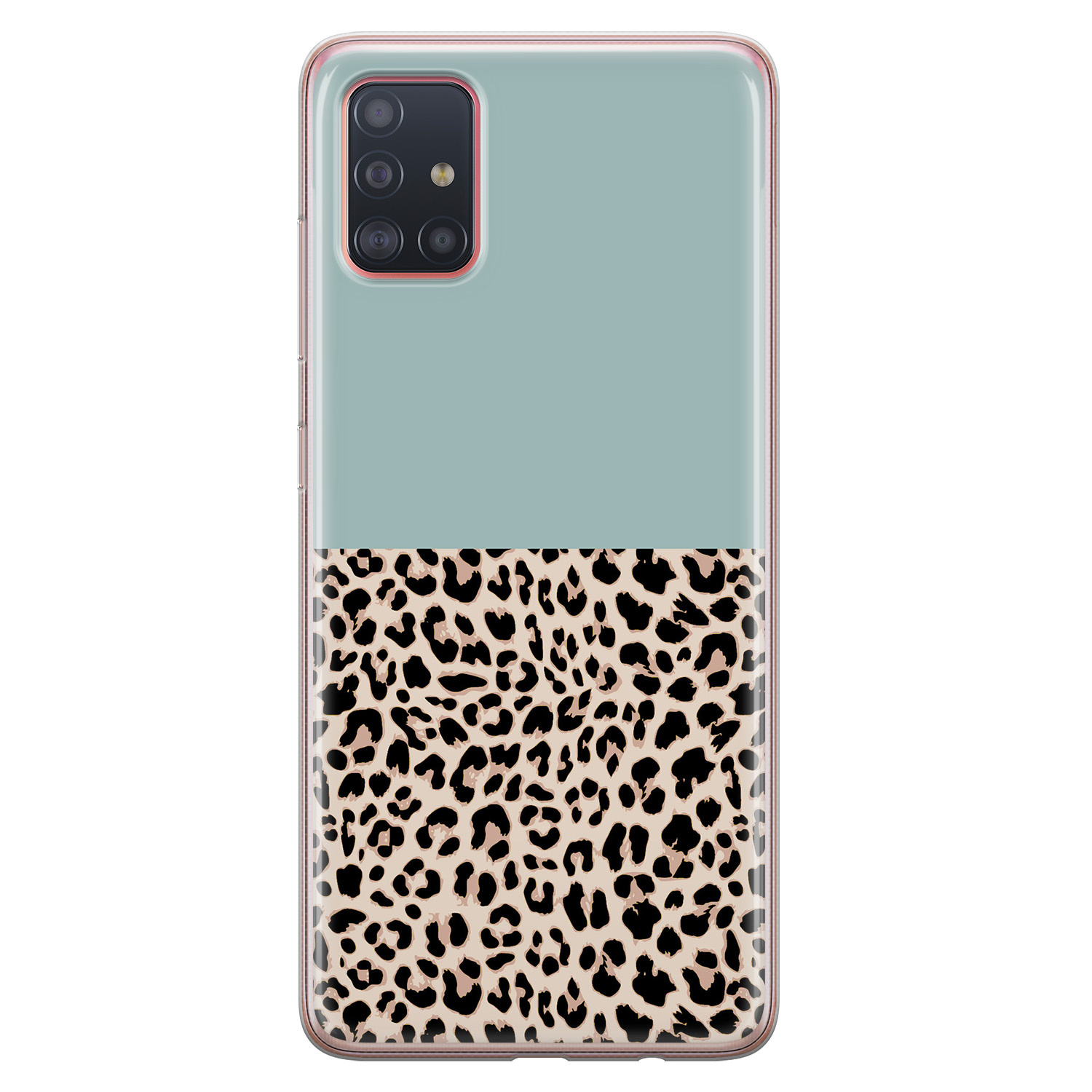 Leuke Telefoonhoesjes Samsung Galaxy A51 siliconen hoesje - Luipaard mint