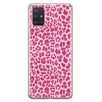 Leuke Telefoonhoesjes Samsung Galaxy A51 siliconen hoesje - Luipaard roze