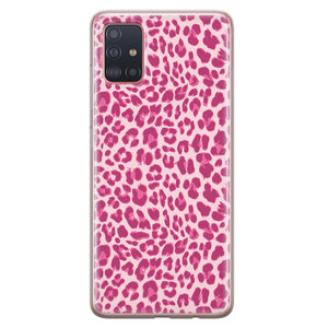 Leuke Telefoonhoesjes Samsung Galaxy A51 siliconen hoesje - Luipaard roze