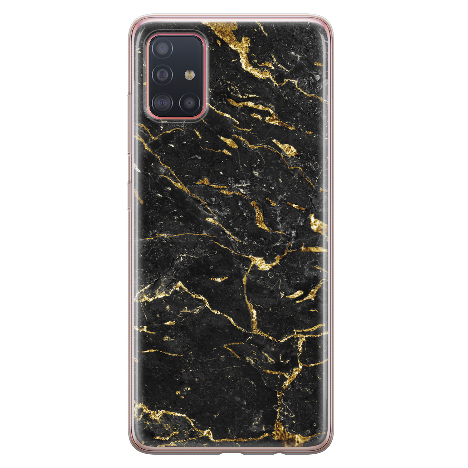 Leuke Telefoonhoesjes Samsung Galaxy A51 siliconen hoesje - Marmer zwart goud