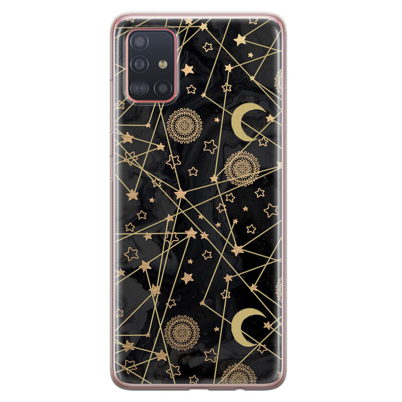 Leuke Telefoonhoesjes Samsung Galaxy A51 siliconen hoesje - Sun, moon, stars