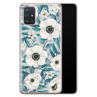 Leuke Telefoonhoesjes Samsung Galaxy A51 siliconen hoesje - Witte bloemen