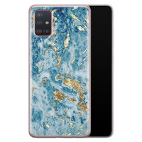 Leuke Telefoonhoesjes Samsung Galaxy A51 siliconen hoesje - Goud blauw marmer