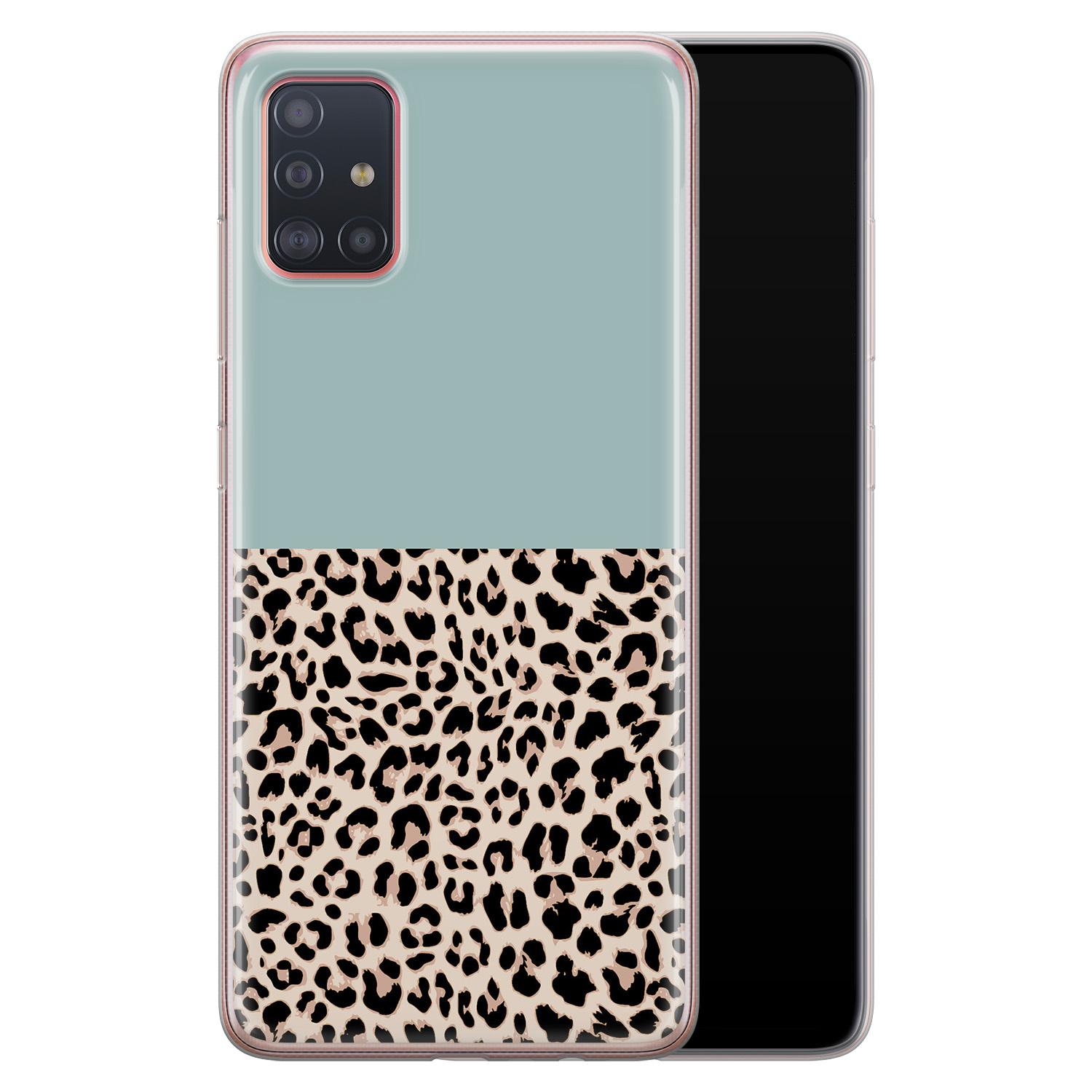 Leuke Telefoonhoesjes Samsung Galaxy A51 siliconen hoesje - Luipaard mint