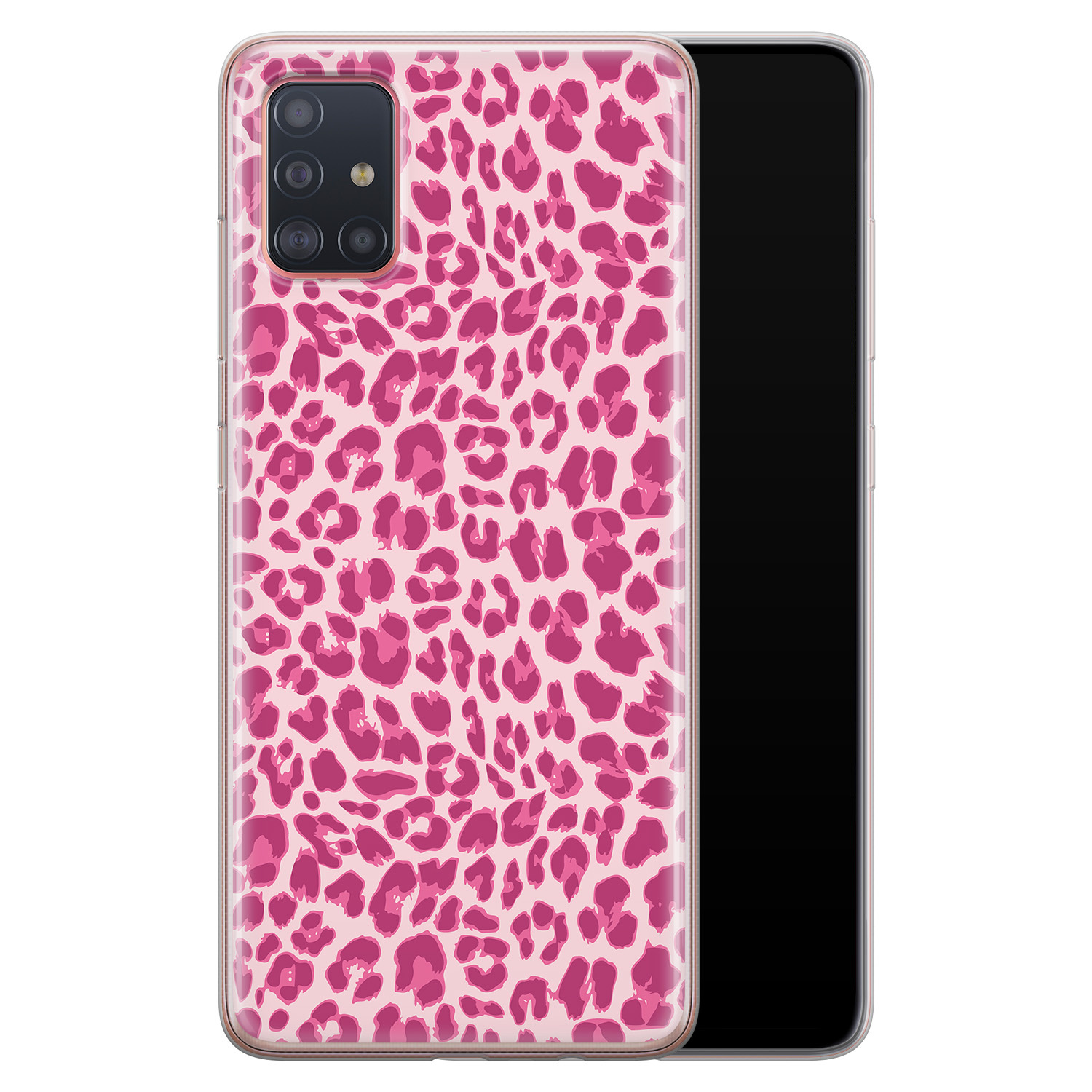 Leuke Telefoonhoesjes Samsung Galaxy A51 siliconen hoesje - Luipaard roze