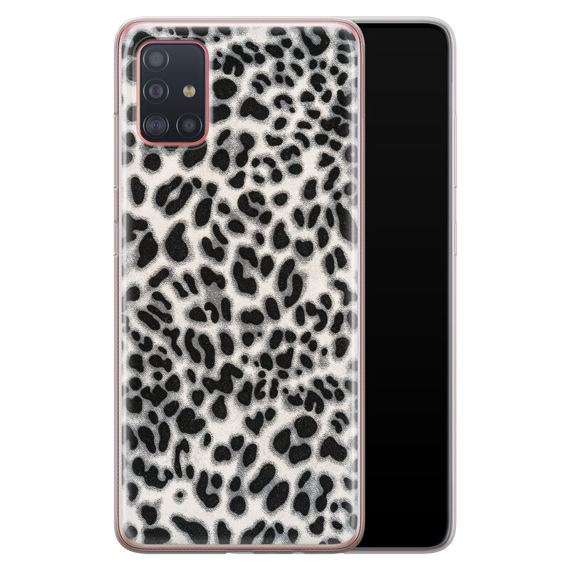 Leuke Telefoonhoesjes Samsung Galaxy A51 siliconen hoesje - Luipaard grijs