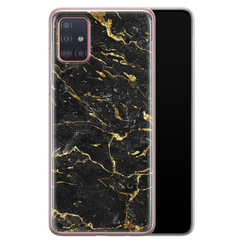Leuke Telefoonhoesjes Samsung Galaxy A51 siliconen hoesje - Marmer zwart goud