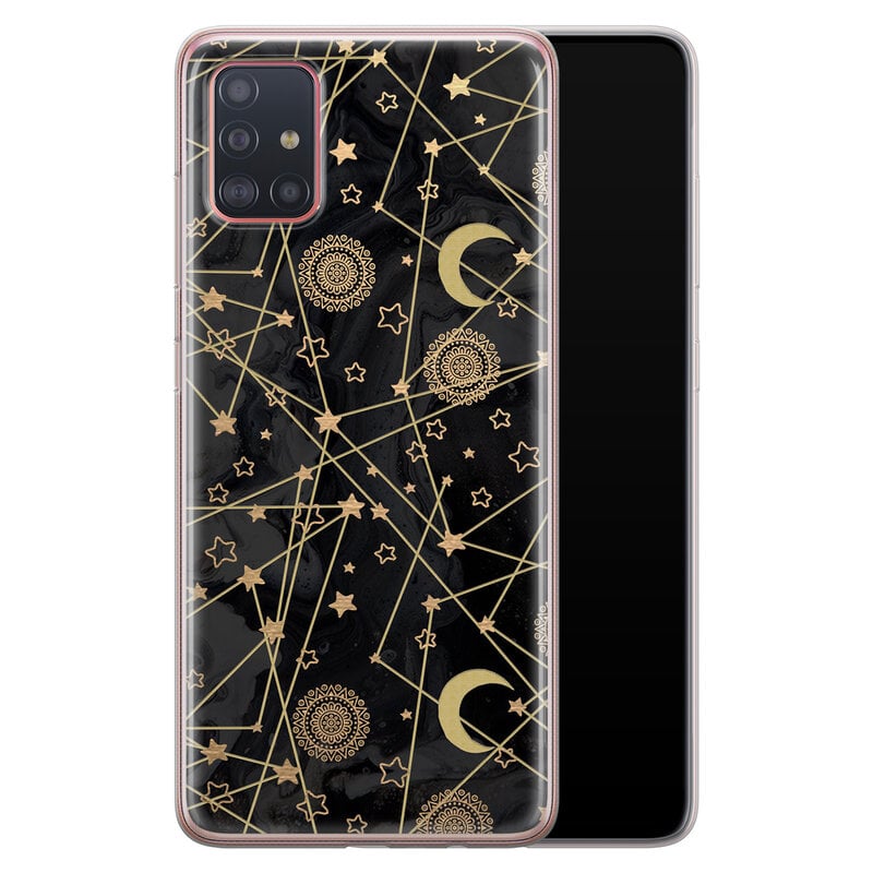 Leuke Telefoonhoesjes Samsung Galaxy A51 siliconen hoesje - Sun, moon, stars