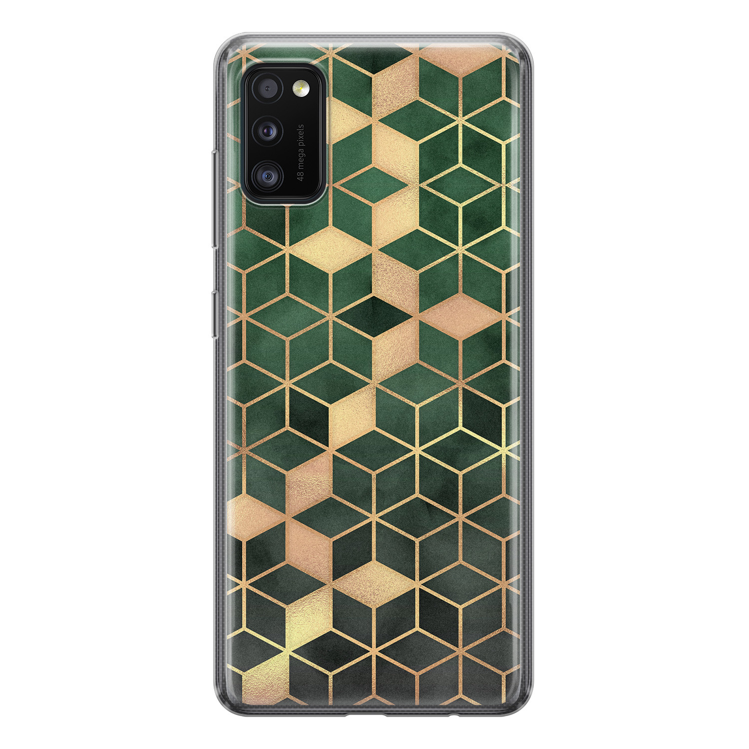 Leuke Telefoonhoesjes Samsung Galaxy A41 siliconen hoesje - Green cubes