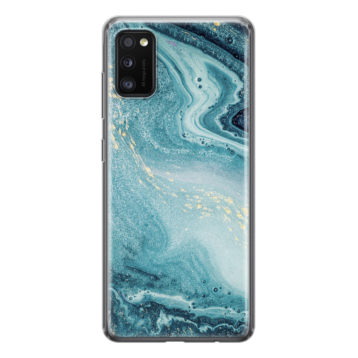 Leuke Telefoonhoesjes Samsung Galaxy A41 siliconen hoesje - Marmer blauw