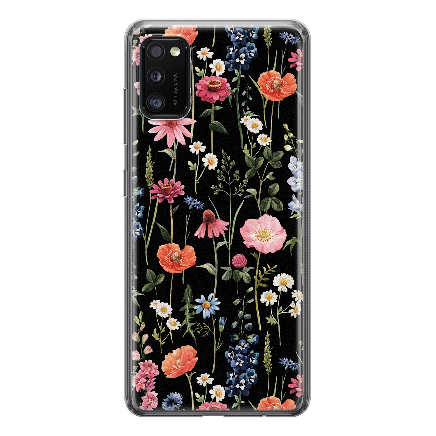 Leuke Telefoonhoesjes Samsung Galaxy A41 siliconen hoesje - Dark flowers