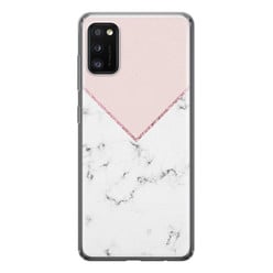 Leuke Telefoonhoesjes Samsung Galaxy A41 siliconen hoesje - Marmer roze grijs