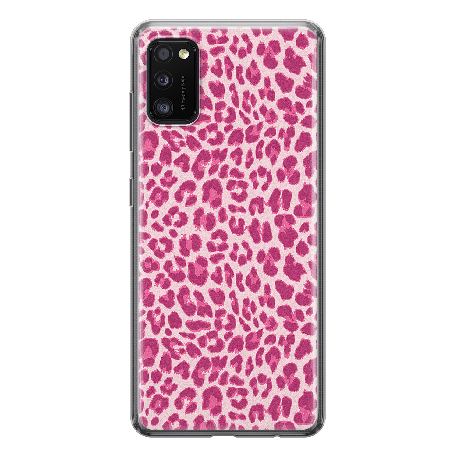 Leuke Telefoonhoesjes Samsung Galaxy A41 siliconen hoesje - Luipaard roze