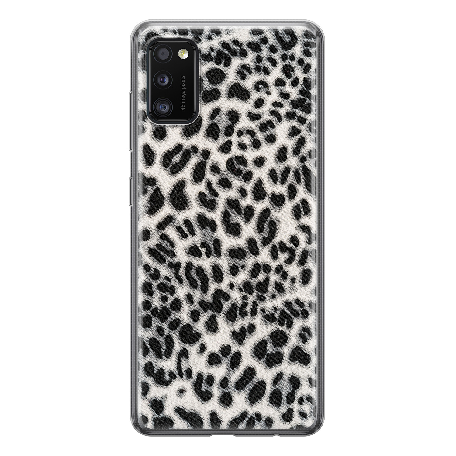 Leuke Telefoonhoesjes Samsung Galaxy A41 siliconen hoesje - Luipaard grijs