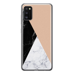 Leuke Telefoonhoesjes Samsung Galaxy A41 siliconen hoesje - Marmer zwart bruin