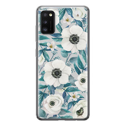 Leuke Telefoonhoesjes Samsung Galaxy A41 siliconen hoesje - Witte bloemen