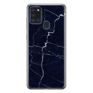 Leuke Telefoonhoesjes Samsung Galaxy A21s siliconen hoesje - Marmer navy blauw