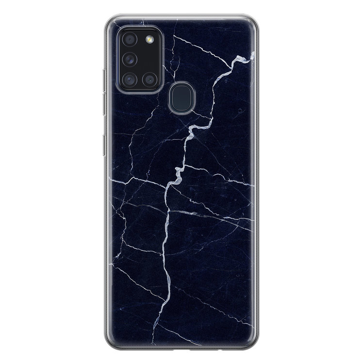 Leuke Telefoonhoesjes Samsung Galaxy A21s siliconen hoesje - Marmer navy blauw