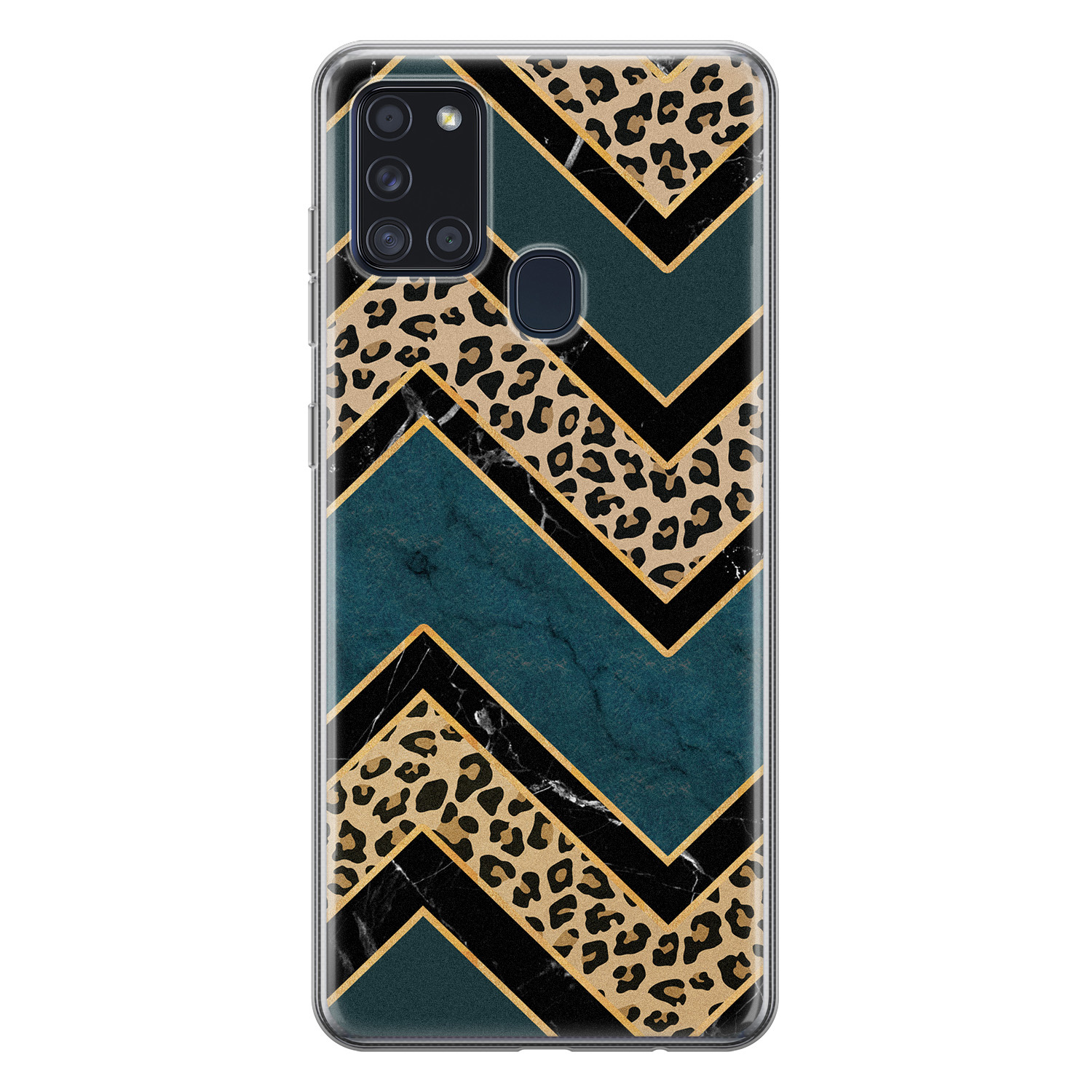 Leuke Telefoonhoesjes Samsung Galaxy A21s siliconen hoesje - Luipaard zigzag