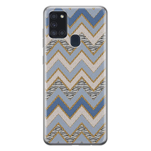 Leuke Telefoonhoesjes Samsung Galaxy A21s siliconen hoesje - Retro zigzag