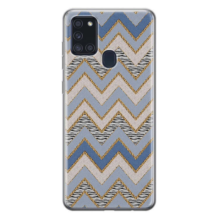 Leuke Telefoonhoesjes Samsung Galaxy A21s siliconen hoesje - Retro zigzag