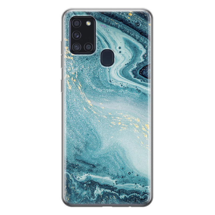 Leuke Telefoonhoesjes Samsung Galaxy A21s siliconen hoesje - Marmer blauw