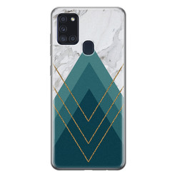 Leuke Telefoonhoesjes Samsung Galaxy A21s siliconen hoesje - Geometrisch blauw