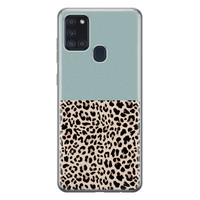 Leuke Telefoonhoesjes Samsung Galaxy A21s siliconen hoesje - Luipaard mint