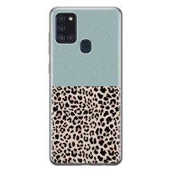 Leuke Telefoonhoesjes Samsung Galaxy A21s siliconen hoesje - Luipaard mint