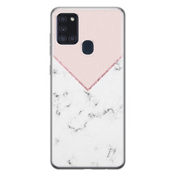 Leuke Telefoonhoesjes Samsung Galaxy A21s siliconen hoesje - Marmer roze grijs