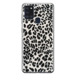 Leuke Telefoonhoesjes Samsung Galaxy A21s siliconen hoesje - Luipaard grijs